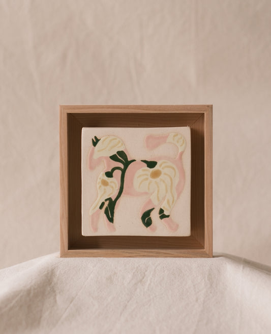 Azulejo Caballo Rosa · Enmarcado